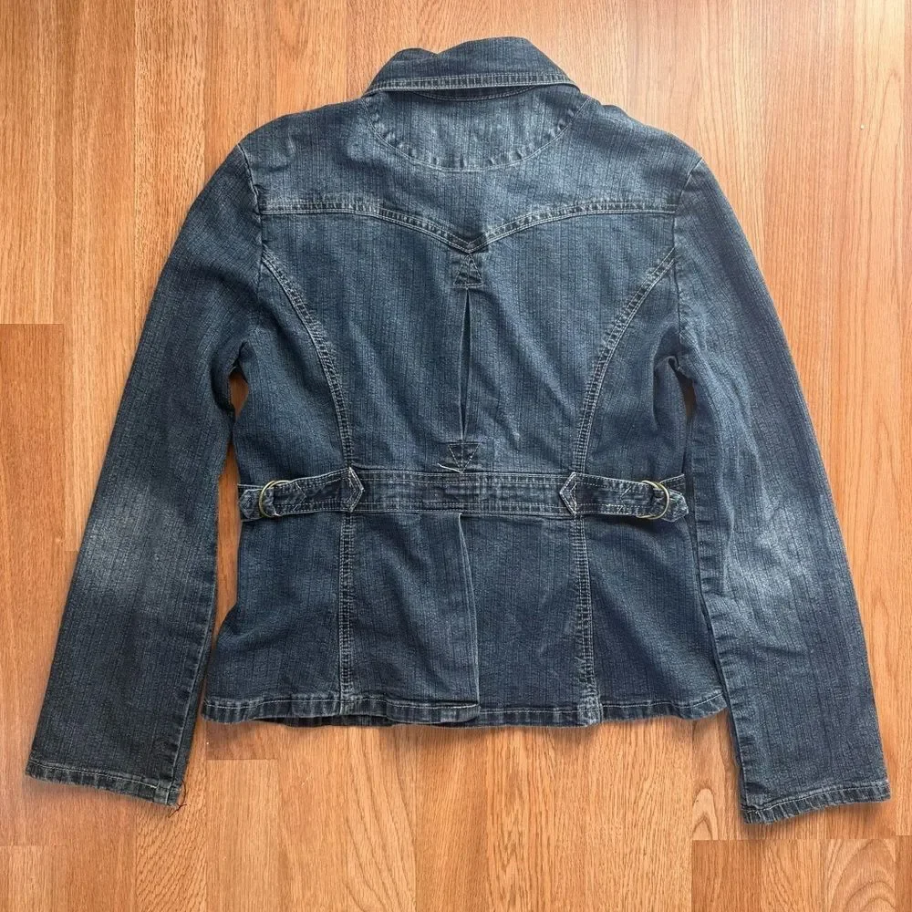Vintage Y2K Access Jeans Tailored Military Denim Jacket Size Medium - Picture 5 of 8